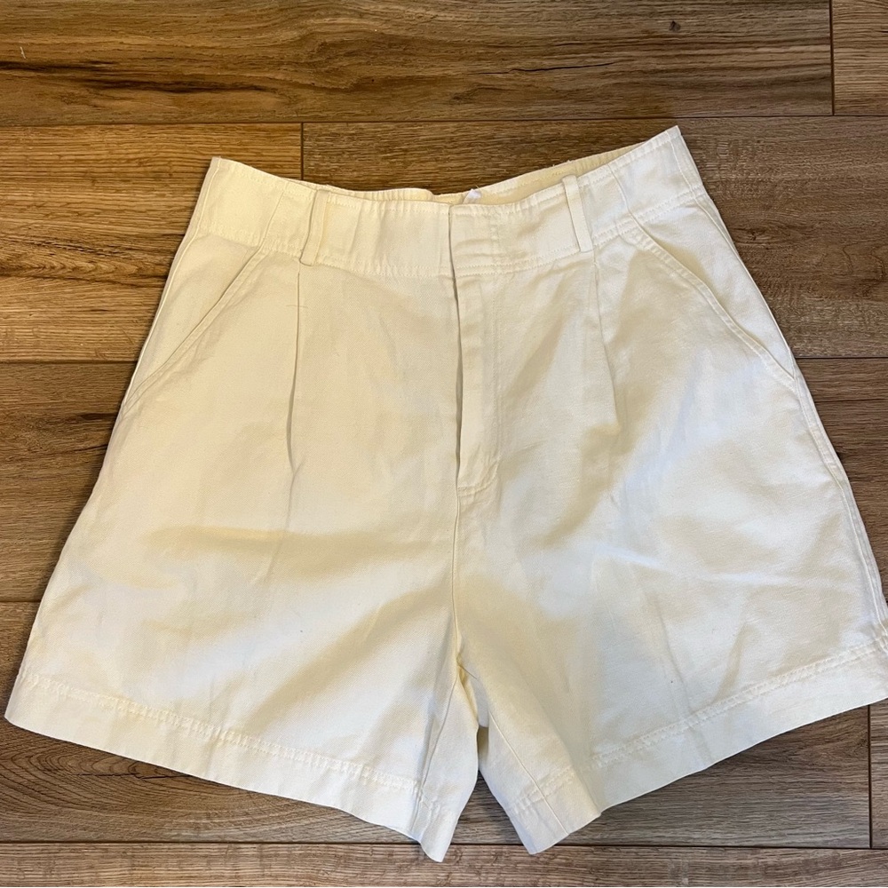Apiece Apart Cream Tailored Bermuda Shorts